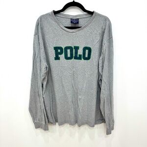 Polo Ralph Lauren Vintage Long Sleeve T Shirt distressed trailed Sz XL